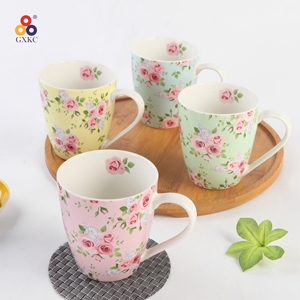 Bán Buôn 13Oz Gốm Sứ Mới Xương Trung Quốc Cốc Cà Phê Bộ Của 4 Với Xử Lý Ly Cho Pha Cà Phê Và Trà Nóng Với Đa-Màu Sắc - Product Image 6