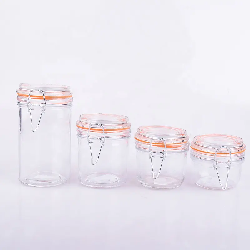 Minifrascos de vidrio con tapas herméticas, Juego de 4 tarros de Mason de boca ancha para Jam Jerry Canning