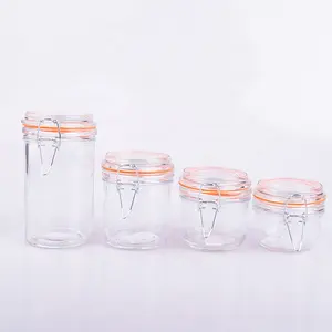 Tarros de vidrio herméticos con junta de goma a prueba de fugas y tapas de Clip, frasco de Mason de boca ancha para lata de Jam