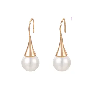 80396 Xuping Jewelry 18K Gold Plated Fashion long black and white color pearl earring jewelry For ladies