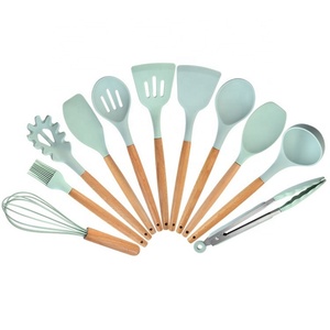 Kitchenware Wholesale Nonstick <b>Silicone</b> Utensils Cooking <b>Tool</b> Sets Cooking Utensils Set with Wooden Handles - Product Image 2