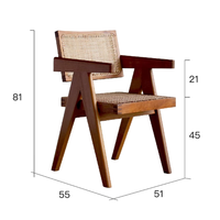 Fauteuil en rotin et bois de cerisier MCM personnalisé, chaise de salle à manger vintage en bois massif, chaise longue en cannage pour détaillants de boutiques