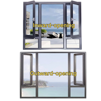 Fenêtre à battant inclinable et orientable de luxe 2026 au design moderne, résistante aux chocs, avec double vitrage trempé, en alliage d'aluminium noir, pour villa