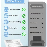 Untuk Printer Thermal Mini Kecil M08F Tanpa Tinta Kantor Tato Portabel A4 Antarmuka Tipe-C