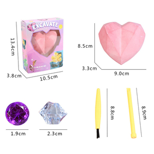 Gemme d'excavation archéologique bricolage fossile de trésor fouillé à la main garçons et filles coeur de pêche boîte aveugle jouets éducatifs faits à la main - Product Image 5