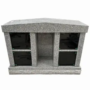 Exterior Free Standing Granite Columbarium Double Niches Gravestone Design 48 Ash Benches