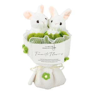 ดอกไม้แบบมือถือช่อดอกไม้ลายกระต่ายคู่น่ารักสำหรับแฟนสาว - Product Image 5