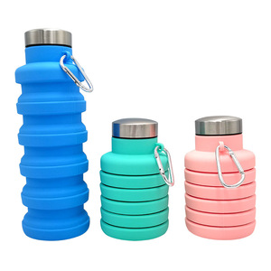 Bouteille d'eau de sport pliable en plein air portable personnalisée en gros capacité de 500ml bouteille d'eau chaude en silicone de tasse de boisson de voyage - Product Image 4