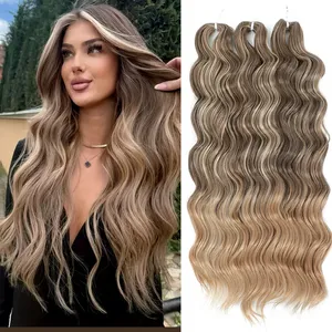 Extensiones de Cabello Sintético Ondulado ANNA de 24 Pulgadas, Cabello Rizado con Ondas Profundas, Color Arcoíris Degradado, para Trenzas - Product Image 1