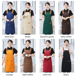 ผ้ากันเปื้อนบาร์บีคิวสไตล์เกาหลีผ้ากันเปื้อนสำหรับเก็บผลไม้แขนกุดผ้ากันเปื้อนสีดำสำหรับบาร์กาแฟออกแบบโลโก้ได้ตามต้องการ - Product Image 5