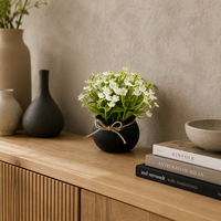 Mini fleurs artificielles en pot, 1 pièce, petit pot en plastique, décoration intérieure pour la maison, le bureau, la salle de bain, style ferme