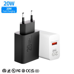อะแดปเตอร์ชาร์จเร็ว 20W PD USB-C แบบสองพอร์ต Type C และ USB-A รองรับ QC3.0 สำหรับเดินทาง ใช้ได้กับปลั๊ก US/EU สำหรับโทรศัพท์ หูฟัง กล้อง OEM - Product Image 1