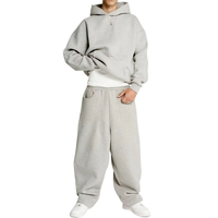 Survêtements surdimensionnés personnalisés pour hommes, en molleton épais 500 g/m², coupe ample et droite, ensemble pantalon de survêtement et sweat à capuche