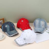 Moda Rhinestone Denim gorra de béisbol tachonado Bling sombrero para mujer