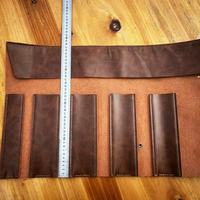 Ensemble de 5 couteaux en aluminium avec étui en coton 100% personnalisé, design pliable, fermeture à boucle - Sac à couteaux de qualité supérieure marron (OEM) 150 lb