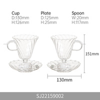 Tasse à thé et à café en verre soufflé à la main en forme de conque, plateau artistique transparent, vaisselle de luxe en gros pour hôtels et mariages