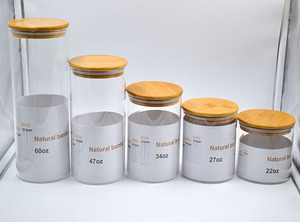 Frasco de contenedores de almacenamiento de alimentos de vidrio de borosilicato hermético de gran tamaño con tapa de bambú para almacenamiento de alimentos - Product Image 3