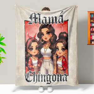 Productos más vendidos 2024 diseño personalizado <span class=keywords><strong>Mama</strong></span> <span class=keywords><strong>Chingona</strong></span> Chicana Mom Chibi Style Latina Día DE LA MADRE suave tejido 50x60 manta de tiro - Product Image 5