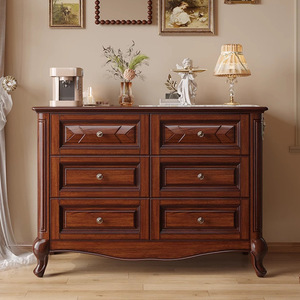 Kim Sơn Chất lượng cao Sáu ngăn kéo rắn gỗ gụ Tủ ngực kim loại xử lý khá sơn đồ nội thất phòng ngủ cho phòng khách - Product Image 1