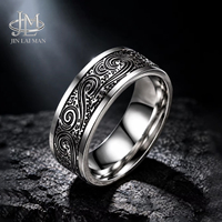Bague Unisexe JLM en Acier Titane 316L Gravée Motif Tourbillon Rétro Hypoallergénique Anti-décoloration Géométrie Ancienne en U Style Vintage Quotidien