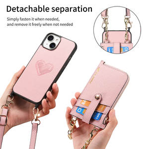 Étui portefeuille zippé de style sportif avec coque antichoc, cordon long et finition givrée - Product Image 3