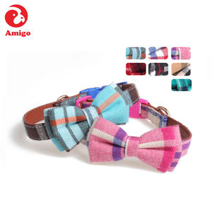 Amigo, venta al por mayor, personalizado, a cuadros, varios colores, pajarita de tweed, collar para perro pequeño, mediano y grande - Product Image 2