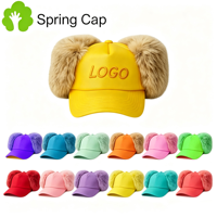 Gorra de Béisbol Personalizada con Orejas Bordadas, Gorra Trucker Unisex Informal con Orejas de Peluche para Uso Diario