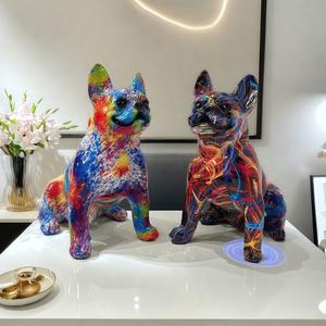 Figurines décoratives en résine époxy sculptée, style art populaire, représentant un chiot en position couchée, pour la maison, l'entrée de cour et les halls d'exposition - Product Image 1