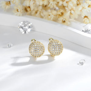2025 New High Quality Fine Manufacturer Wholesale Fashion Round Zircon Brass 14k <b>Gold</b> <b>Plated</b> <b>Earrings</b> for Women Jewelry - Product Image 3