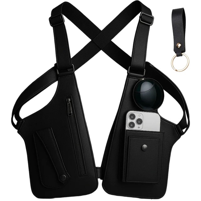 Pu Adjustable Underarm Shoulder Bag for Men,Men Anti-Theft Underarm Wallet Pocket Holster Phone Leisure Double Shoulder