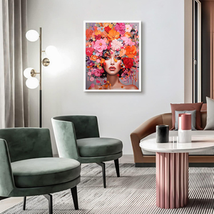 Kit <span class=keywords><strong>de</strong></span> pintura por números Mujer con diseño <span class=keywords><strong>de</strong></span> cabeza <span class=keywords><strong>de</strong></span> flor 24 colores Pintura creativa DIY por números Fotos personalizadas - Product Image 2