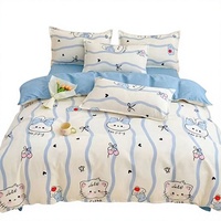 Ensemble de literie 4 pièces Princess, tissé, respirant, doux pour la peau, motif floral, ensemble de draps, housse de couette en polyester pour la maison et l'hôtel