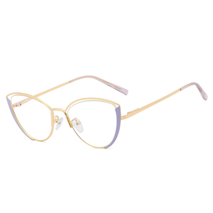 <span class=keywords><strong>Gafas</strong></span> de Metal con diseño de ojo de gato para mujer, anteojos femeninos de estilo Vintage, transparentes, con bloqueo de luz azul - Product Image 5