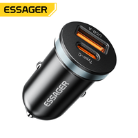 ESSAGER ES-CC12 Chargeurs de voiture USB universels 2 ports 30W Type C pour ordinateur portable avec logo personnalisé pour smartphone