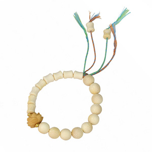 Bracelet en bambou doré, simple brin, unisexe, avec pompon, style ethnique, breloque lotus, bijou pour usage quotidien - Product Image 5