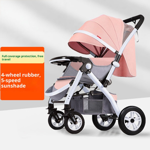 Cochecito de Bebé Portátil de Acero Inoxidable con <span class=keywords><strong>4</strong></span> Ruedas, Reclinable, Ligero, Plegable, con Amortiguación, para Niños de 3 Años - Product Image 4