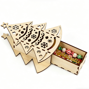 Servicio de Corte Láser Personalizado Disponible, MOQ Bajo de 200 Piezas, Caja de Madera Contrachapada Cortada con Láser para Árbol de <span class=keywords><strong>Navidad</strong></span> Diseñada como Porta Dulces - Product Image 3