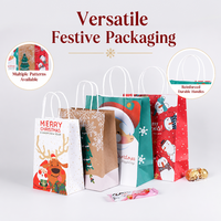 Sac shopping en papier kraft pour Noël avec poignée imprimée, vente en gros