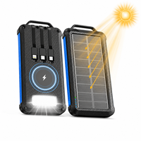 Banque d'alimentation solaire magnétique sans fil, Power Bank de voyage avec lampe torche LED intégrée et câble intégré pour les aventures en plein air