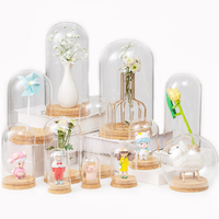 Cloche en verre vide, petite et économique, avec base en liège, pour présentation de cadeaux de mariage, jouets, et décoration de maison et de café