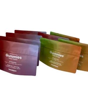 Custom Color Printing Sour Gummies Packaging Stand Up Pouch Resealable Mylar Ziplock Bag Gummie Candy Packaging