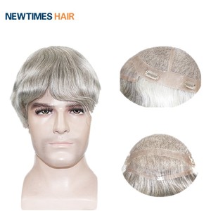 Système de remplacement de cheveux naturels gris, personnalisé, toupet de cheveux humains - Product Image 1