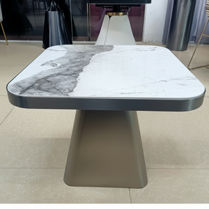 Meubles de salon de luxe en pierre frittée forme carrée ensemble de table basse en acier inoxydable pour hôtel - Product Image 1