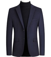 Manteau Homme d'Automne et d'Hiver Slim Trench-Coat Épaissi Couleur Unie Veste de Costume
