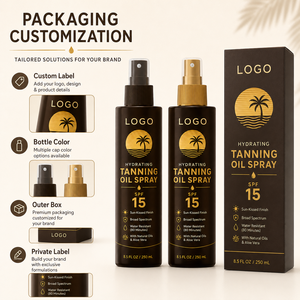 Brume Bronzante Haute Qualité Effet Hâle Doré Hydratante à l'Aloe Vera et Huiles Naturelles Peau Douce SPF+++++ OEM Huile Bronzante Hydratante en Spray - Product Image 6