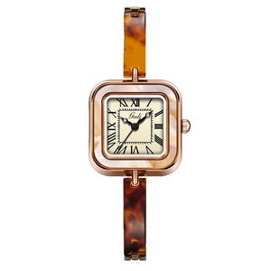Montre-bracelet élégante et rétro pour femme, avec chaîne fine, compacte, exquise, haut de gamme, en ambre, à quartz, petit cadran carré, au style raffiné. - Product Image 5