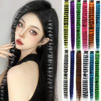 Extension de cheveux synthétique à clipser, motif léopard, perruque colorée, cheveux longs et lisses, clip coussin