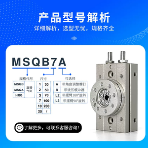 Cilindro rotatorio HRQ/MSQB 180, oscilación de 90° - 2/3/7/10/20/30A 50/70/100A - Product Image 3