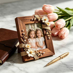 OEM ODM Handmade Dried Floral Wood Photo <strong>Frame</strong> <strong>Shabby</strong> <strong>Chic</strong> Pearl Jute Detail <strong>Picture</strong> <strong>Frame</strong> for Home Wedding Decor - Product Image 2
