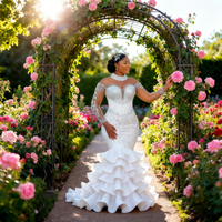 Robe de mariée sirène scintillante avec strass, dentelle, col en V, longue, grande taille, cristal, longueur ras du sol, robes de mariée modernes